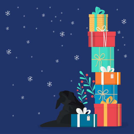 Witch hat with presents. Vector illustrationのイラスト素材