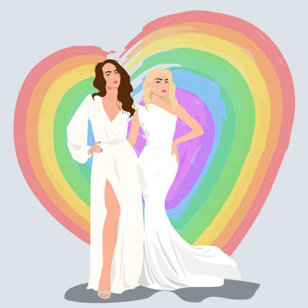 Freedom to marry day. LGBT woman Couple. Vector illustration.のイラスト素材