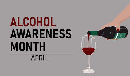 Alcohol awareness month. Horizontal illustration with wine.のイラスト素材