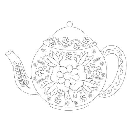 beautiful teapot outlineのイラスト素材