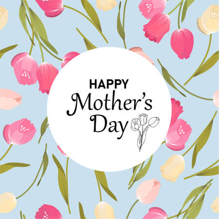 Mother's day greeting card. Beautiful flowers background with the text Happy Mothers Dayのイラスト素材