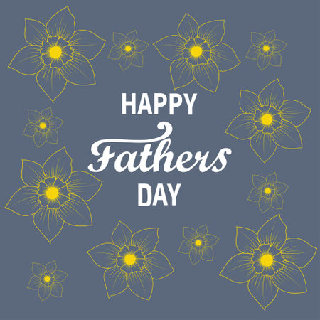 Happy Father's Day card with flowers. greeting card with narcissus. vector illustrationのイラスト素材