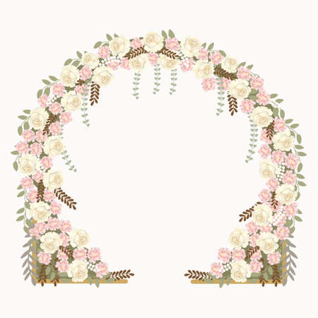 Elegant wedding arch with flowers. vector illustration.のイラスト素材