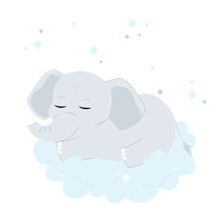 Baby elephant sleeping. Adorable animal illustration. vector illustrationのイラスト素材