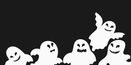 Halloween banner background. Chosts on a black background. vector illustration