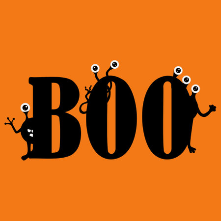 Happy halloween celebration vector illustration. boo text. Only one single word.のイラスト素材