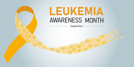 Leukemia ribbon. Horizontal illustration of ribbon with flowersのイラスト素材
