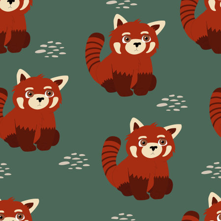 Baby red panda pattern. vector background.のイラスト素材