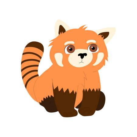 Cute red panda isolated on white background. cartoon vector illustration.のイラスト素材