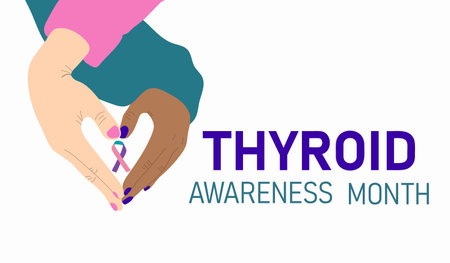 Hands making heart shape holding awareness ribbonのイラスト素材