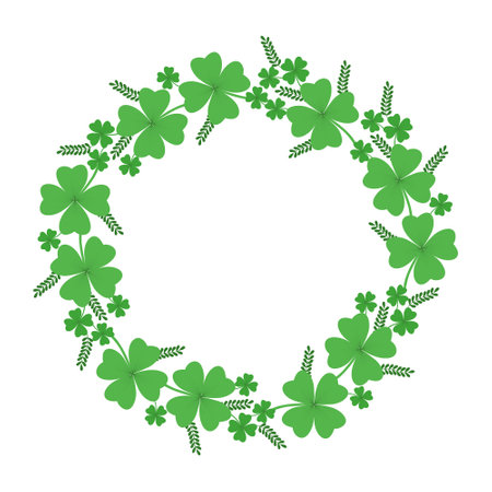 Circle frame with clovers. St Patrick's day background. vector illustrationのイラスト素材