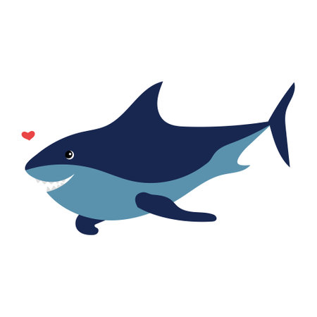 Cute cartoon shark isolated on white background. hand drawn vector illustrationのイラスト素材
