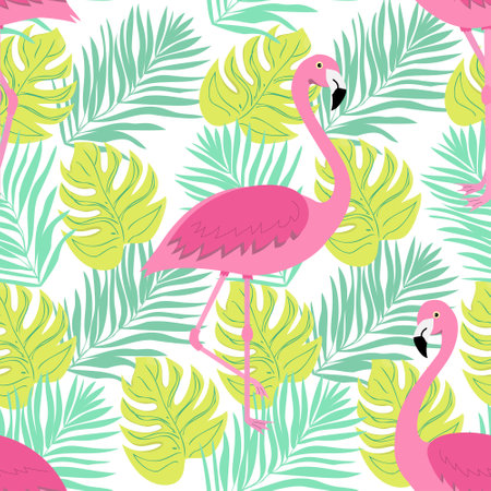 Tropical trendy seamless pattern. Design for fabric, wallpaper, textile and decor.のイラスト素材