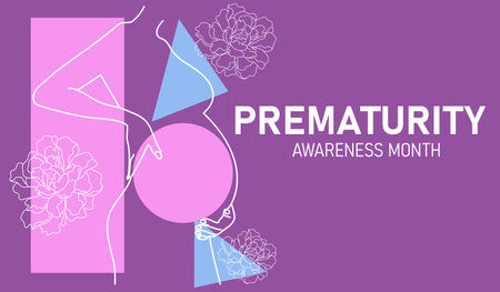 Prematurity awareness month. Pregnant belly outline. Abstract vector illustrationのイラスト素材