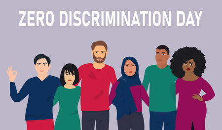 Zero Discrimination Day. Equal rights. Vector illustrationのイラスト素材