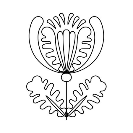 Ornamental flower outline vector illustration. Page for coloring book. Single flower.のイラスト素材