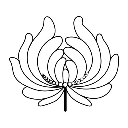 Abstract flower outline vector illustration. Page for coloring book. Single flower.のイラスト素材