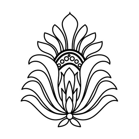 beautiful flower lotus with leaves line style icon vector illustration designのイラスト素材