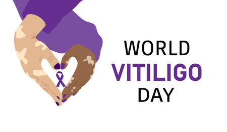 World Vitiligo Day. Hands making heart shape holding awareness ribbonのイラスト素材