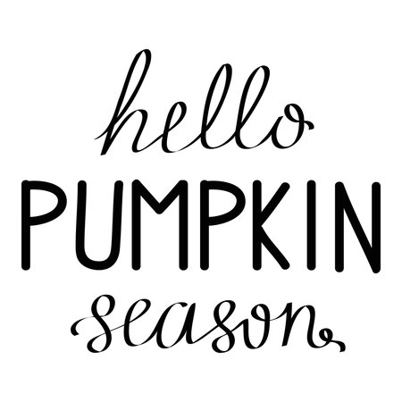 Hello pumpkin season lettering. Typography inscription for invitation card, poster, banner, t-shirt.のイラスト素材
