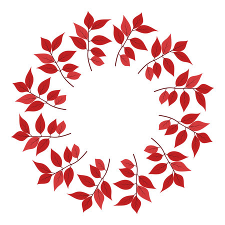 Vector wreath border of autumn leaves. Seasonal illustration. Template for poster, postcard.のイラスト素材