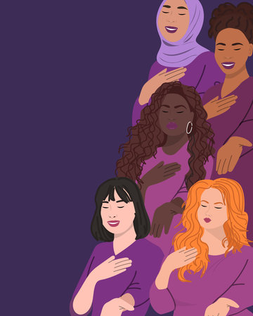 A group of beautiful women with different nationalities. Concept of woman, femininity, diversity,...