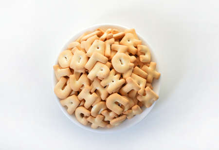 A dish of letters biscuit top