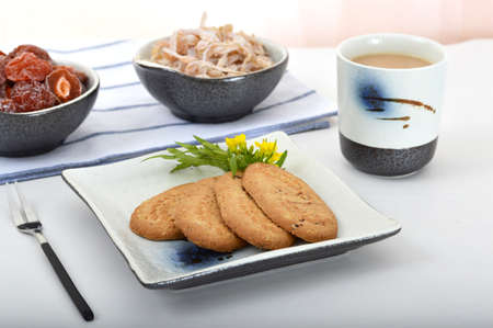Sweet, delicious breakfast cakeの写真素材