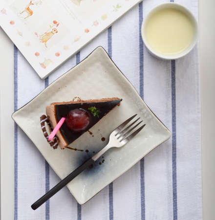 A dish of delicious chocolate cake topの写真素材