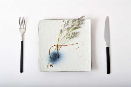 Simple and elegant hand-painted ceramic side platesの写真素材