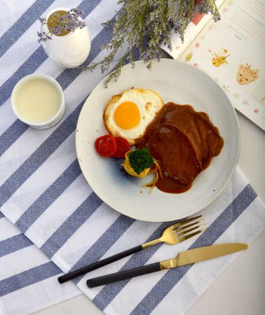 Delicious steak, top viewの写真素材