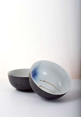 Black matte ceramic bowlの写真素材