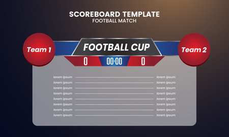 Football scoreboard and global stats broadcast graphic soccer template. Analytics boardのイラスト素材