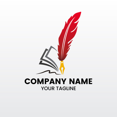 inspiring modern minimalist pen and paper logo templateのイラスト素材