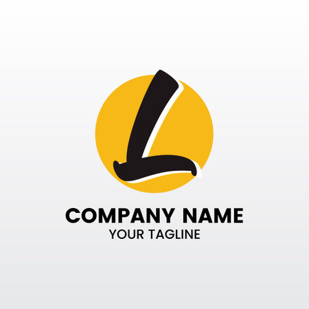 Minimalist inspiring L logo, L initial overlapping swoosh letter logo yellow and blackのイラスト素材