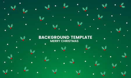 Christmas green background with cherry pattern, vector illustration.のイラスト素材