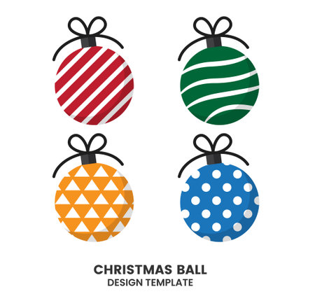 Collection different Christmas ball template. New year toy decorationのイラスト素材