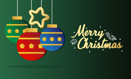 Merry Christmas Promotion Poster or banner with ball and star for Retail, Shopping.のイラスト素材