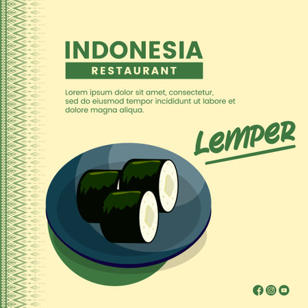 Asian food illustration design of Lemper indonesian Food for presentation social media templateのイラスト素材