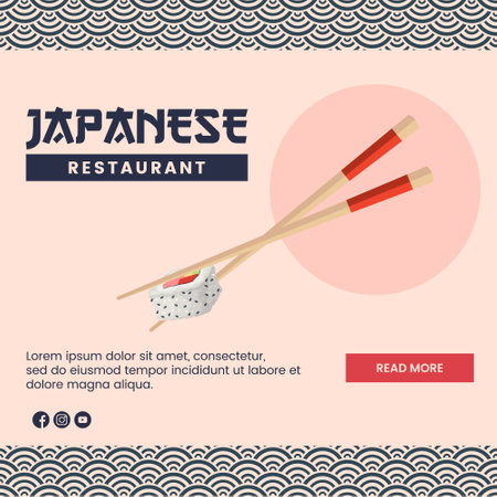Asian food illustration design of Japanese Food for presentation social media templateのイラスト素材