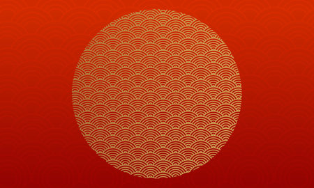 Chinese new year background template Illustrations with red and circle gold patternのイラスト素材