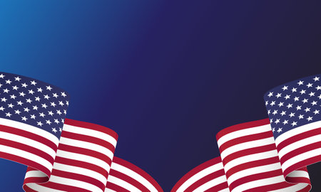Waving flag of the United States. illustration of wavy American Flag for Independence Day. American flag on transparent background vector illustration. US, USA, banner.のイラスト素材