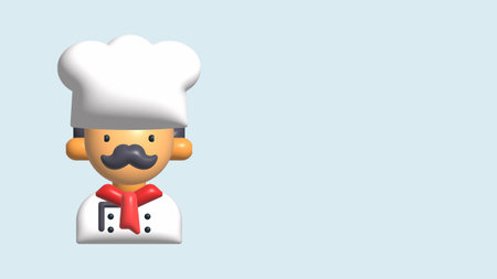 3D funny cartoon restaurant character, merry cook icon, cooking peopleの写真素材