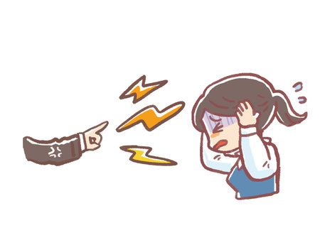 Illustration of office lady woman shrinking in angerのイラスト素材