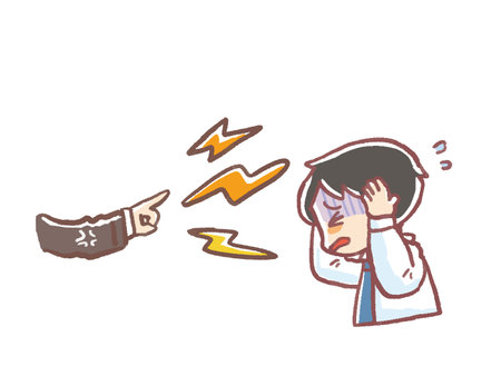 Illustration of a businessman man who is angry and shrinksのイラスト素材