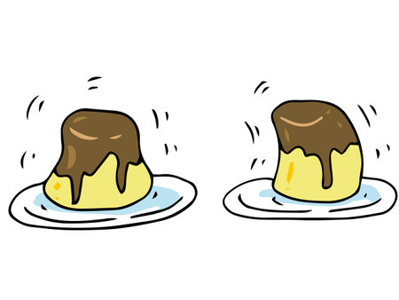Plump swaying pudding 2 patternsのイラスト素材