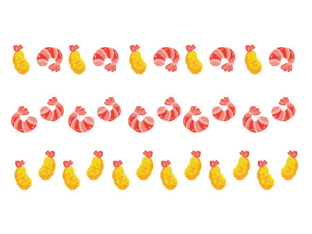 Watercolor style fried shrimp and shrimp line illustration setのイラスト素材