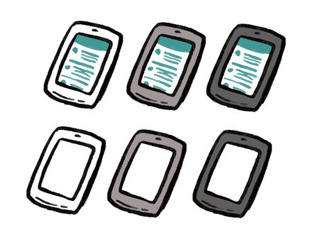 Smartphone handdrawn vector illustration setのイラスト素材