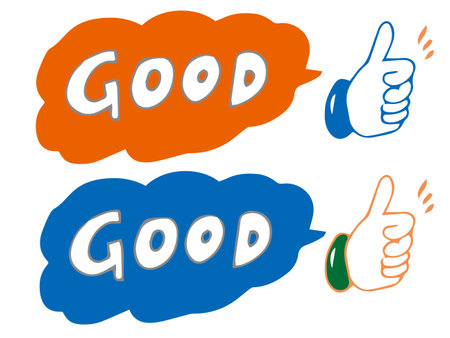 GOOD Hand Finger Speech Bubble Mark Hand Drawnのイラスト素材