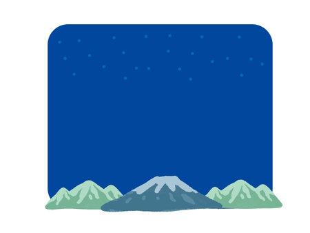 Night sky frame of Mt. Fuji and mountains Hand drawn styleのイラスト素材